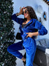 Two-piece, velvet suit "SPRING" - DARK BLUE